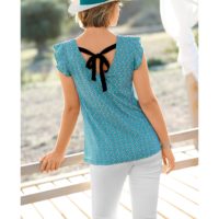 Blancheporte – Tee-shirt avec liens imprimé turquoise – A partir de 14,99€
