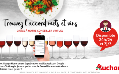 Avec Google Home, Auchan Retail lance le premier chatbot vocal qui accorde mets & vins