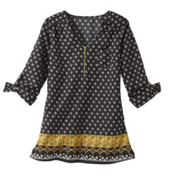 Blancheporte_La blouse imprimée noirs-safran_A partir de 19.99 euros
